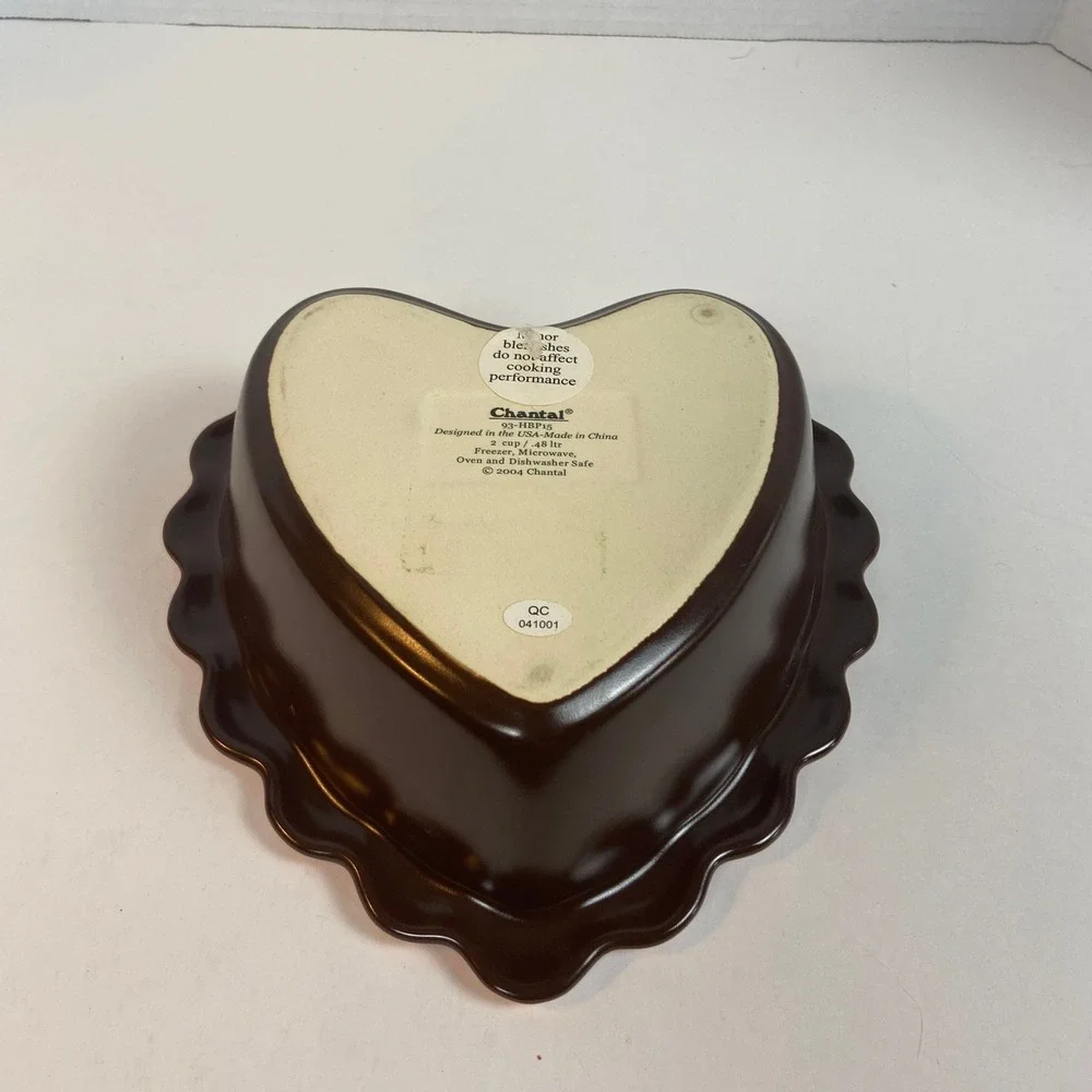 Chantal Pink Heart Ramekin Baker Set 3pc Scalloped Ceramic 93-HBP11 93-HBP15